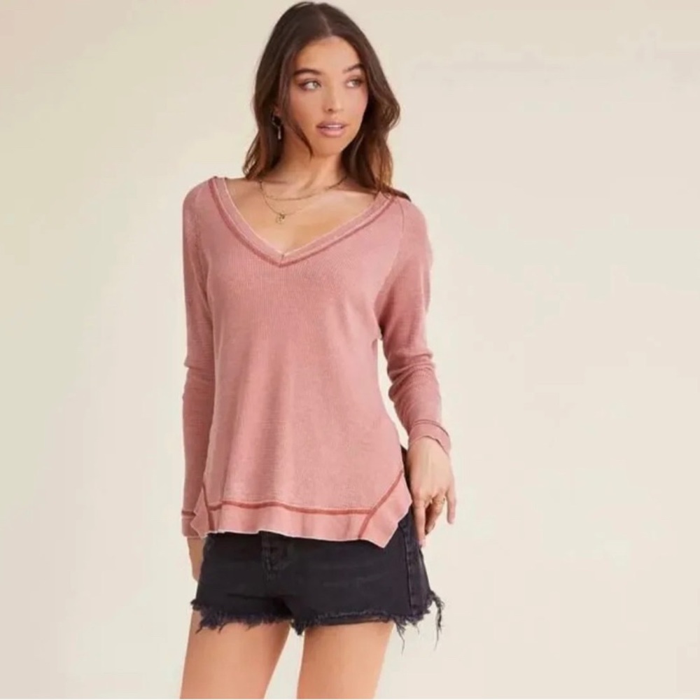 PROJECT SOCIAL T: TANNER BURNOUT THERMAL V-NECK-RICH GINGER NWT